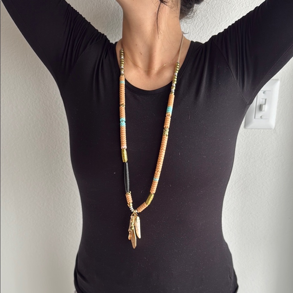 Gold and Black Tassel Pendant Necklace